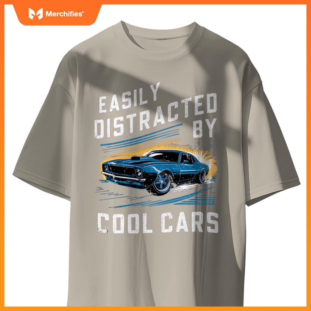 Mens Boys Vintage Muscle Car Easily Distracted by Cool Cars Pullover T-Shirt