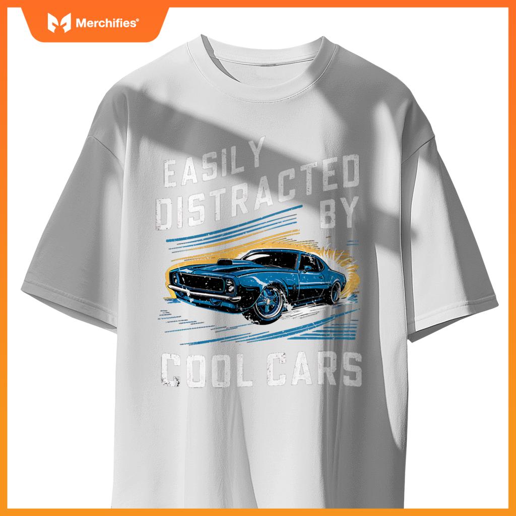 Mens Boys Vintage Muscle Car Easily Distracted by Cool Cars Pullover T-Shirt