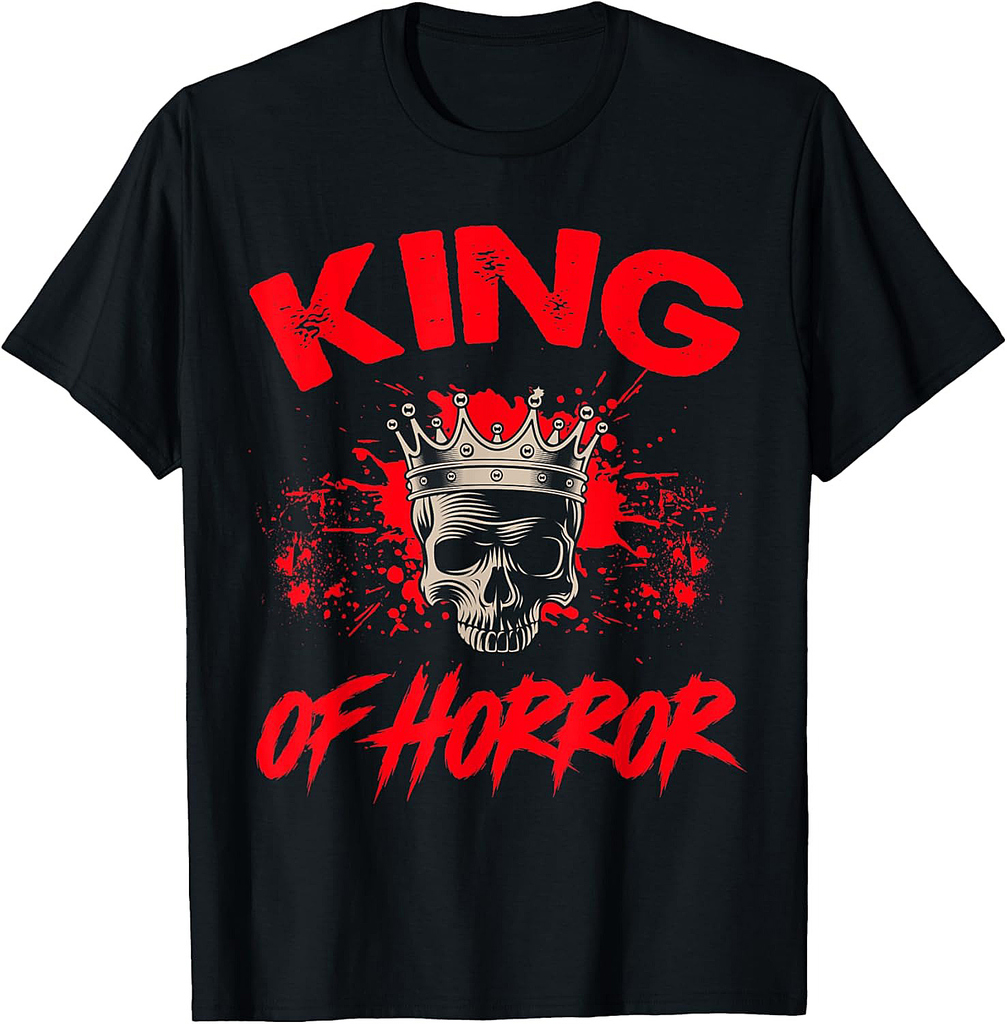 Mens King Of Horror Movie Halloween Crown Skull T-Shirt