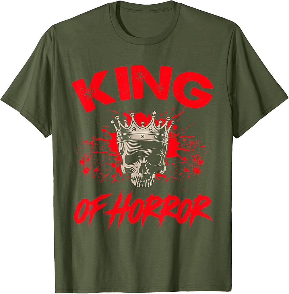 Mens King Of Horror Movie Halloween Crown Skull T-Shirt