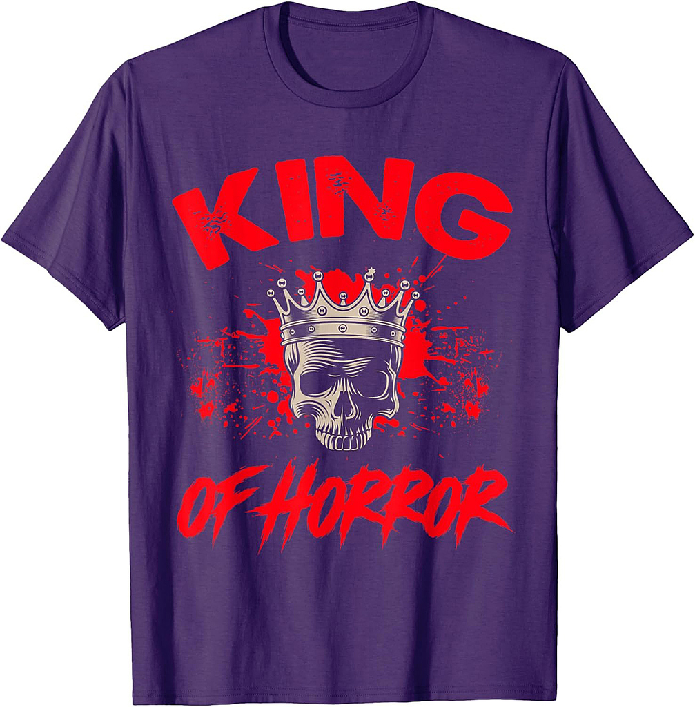 Mens King Of Horror Movie Halloween Crown Skull T-Shirt