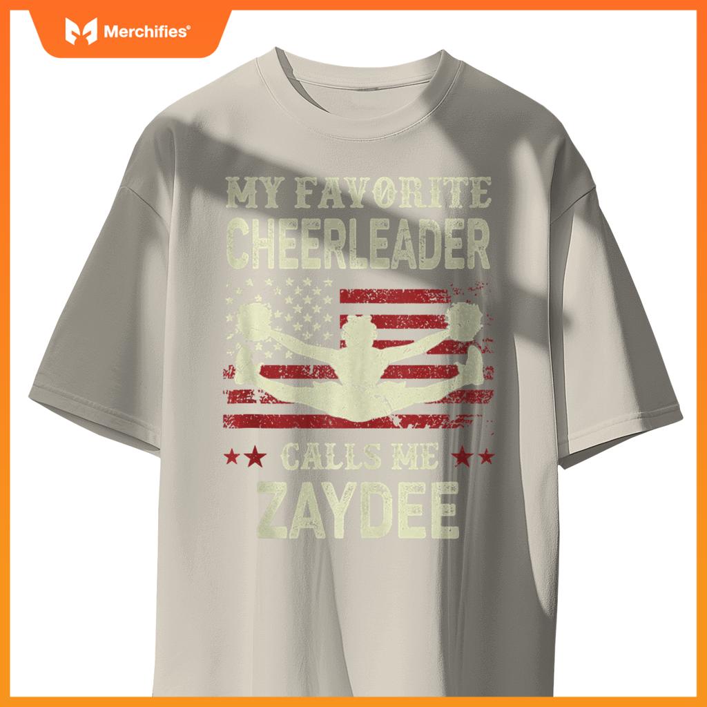 Mens My Favorite Cheerleader Calls Me Zaydee US Flag Patriotic T-Shirt