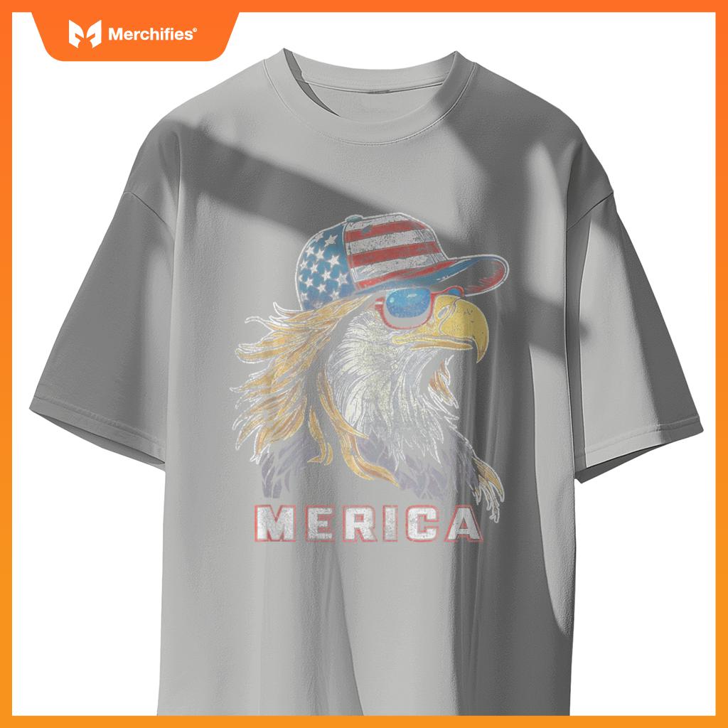 Merica - Eagle Patriotic USA 4th of July American Flag Funny T-Shirt