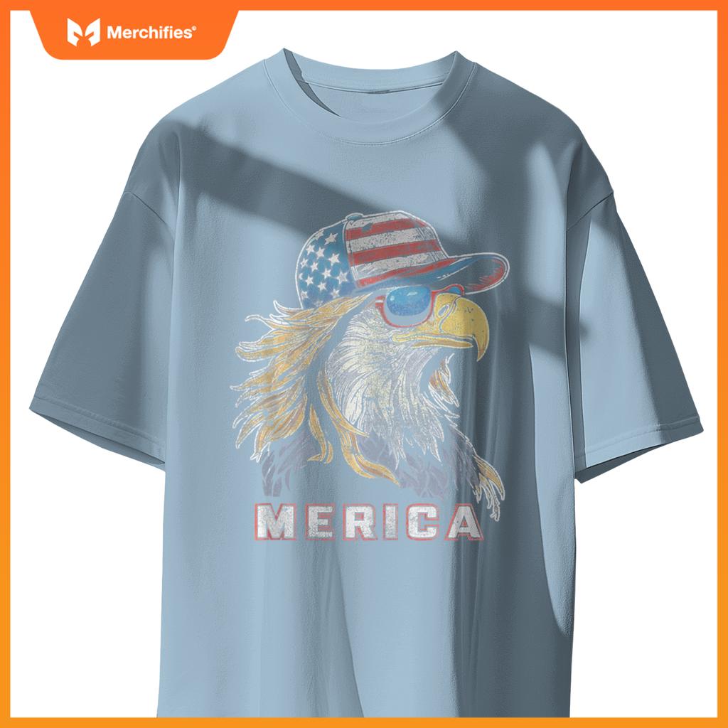 Merica - Eagle Patriotic USA 4th of July American Flag Funny T-Shirt