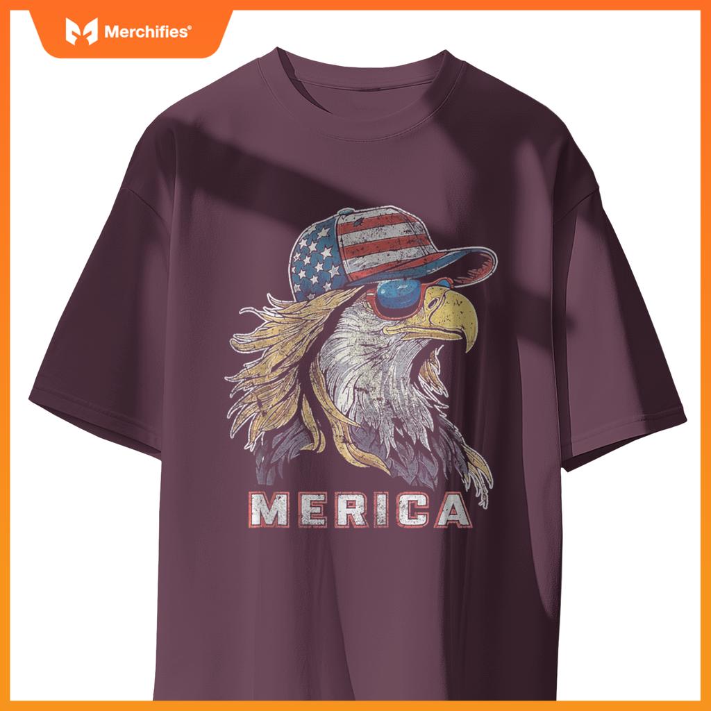 Merica - Eagle Patriotic USA 4th of July American Flag Funny T-Shirt