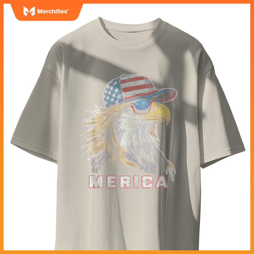 Merica - Eagle Patriotic USA 4th of July American Flag Funny T-Shirt