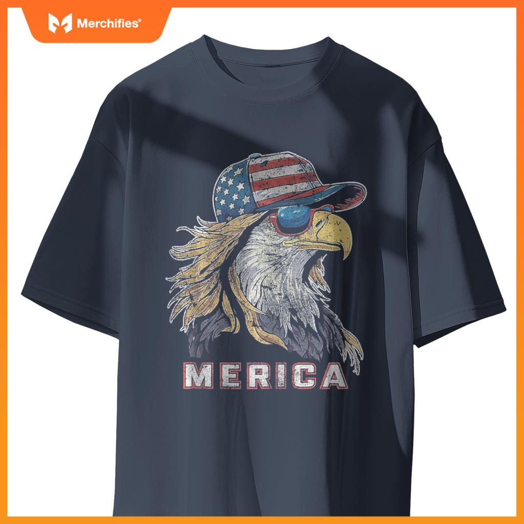 Merica - Eagle Patriotic USA 4th of July American Flag Funny T-Shirt