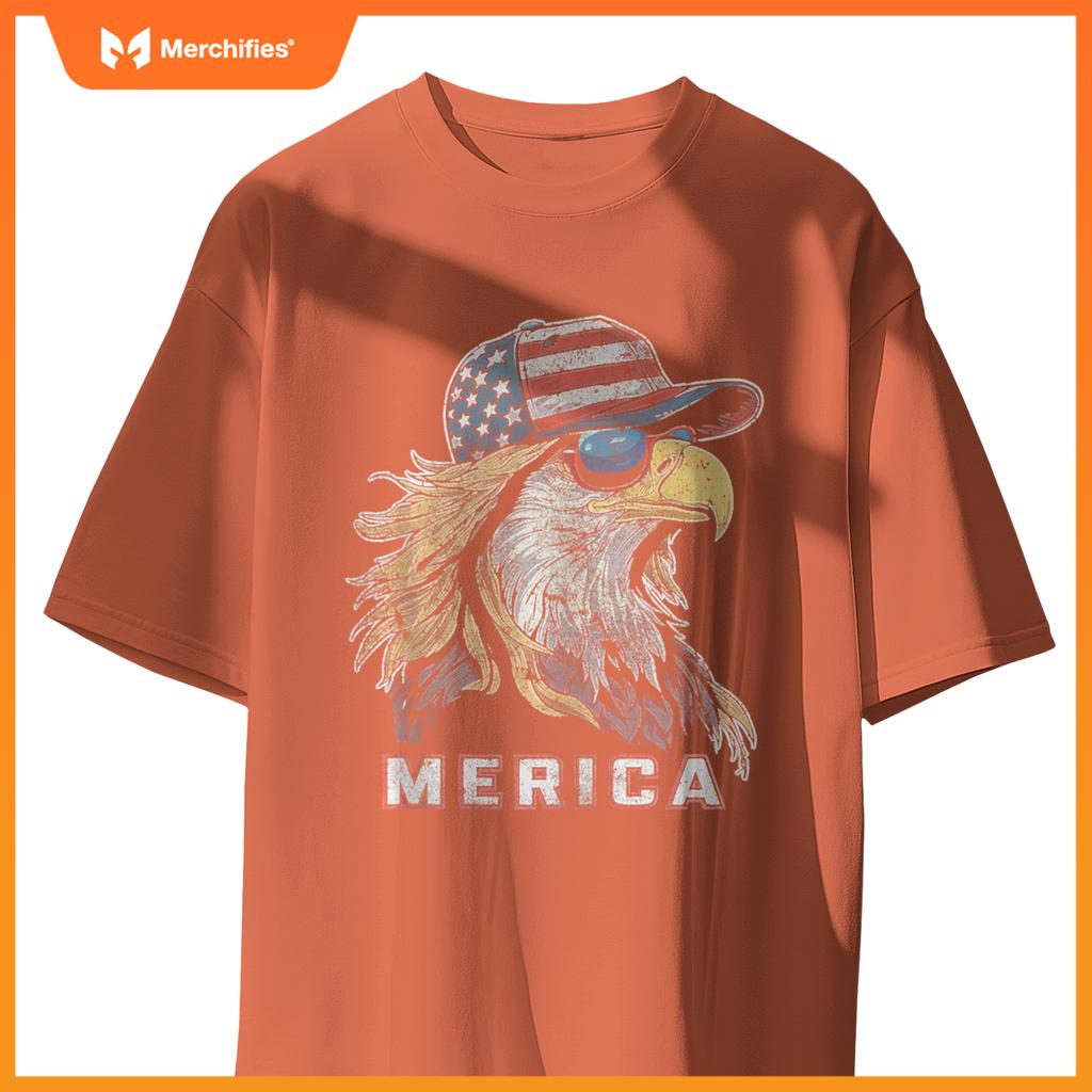 Merica - Eagle Patriotic USA 4th of July American Flag Funny T-Shirt