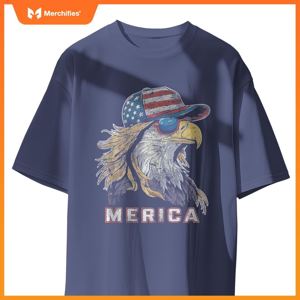 Merica - Eagle Patriotic USA 4th of July American Flag Funny T-Shirt