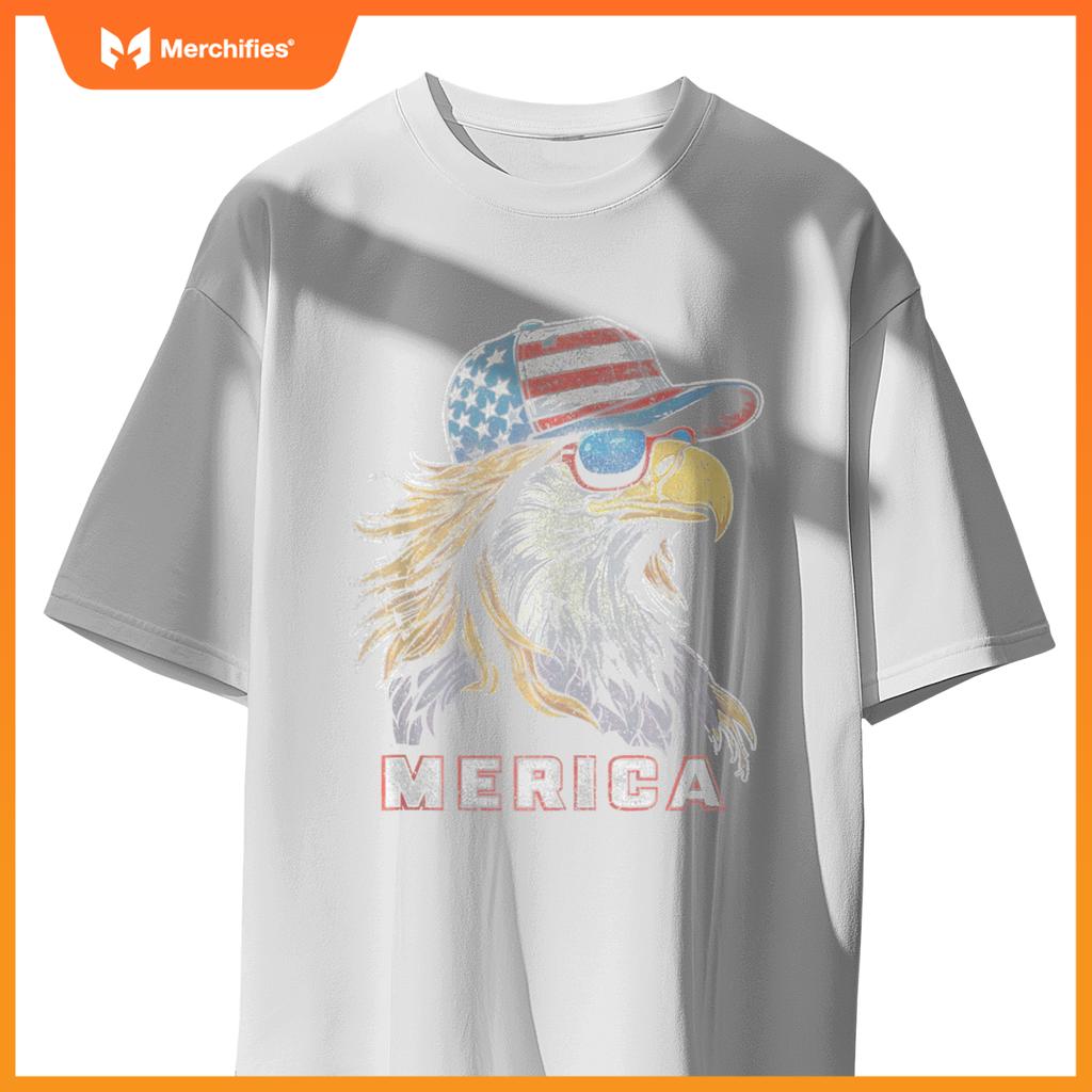 Merica - Eagle Patriotic USA 4th of July American Flag Funny T-Shirt