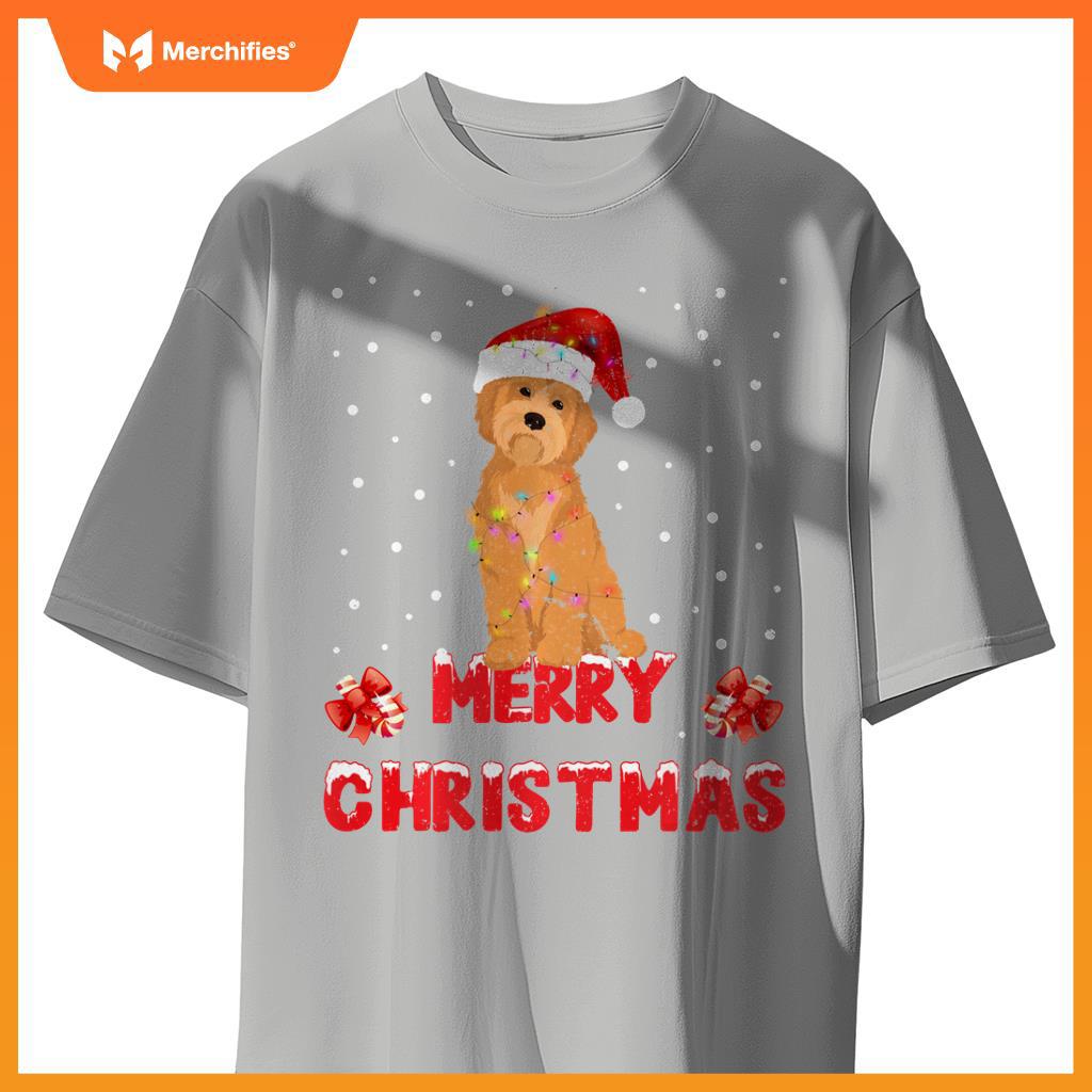 Merry Christmas Havanese Xmas Dog Santa Hat Lights Tree T-Shirt
