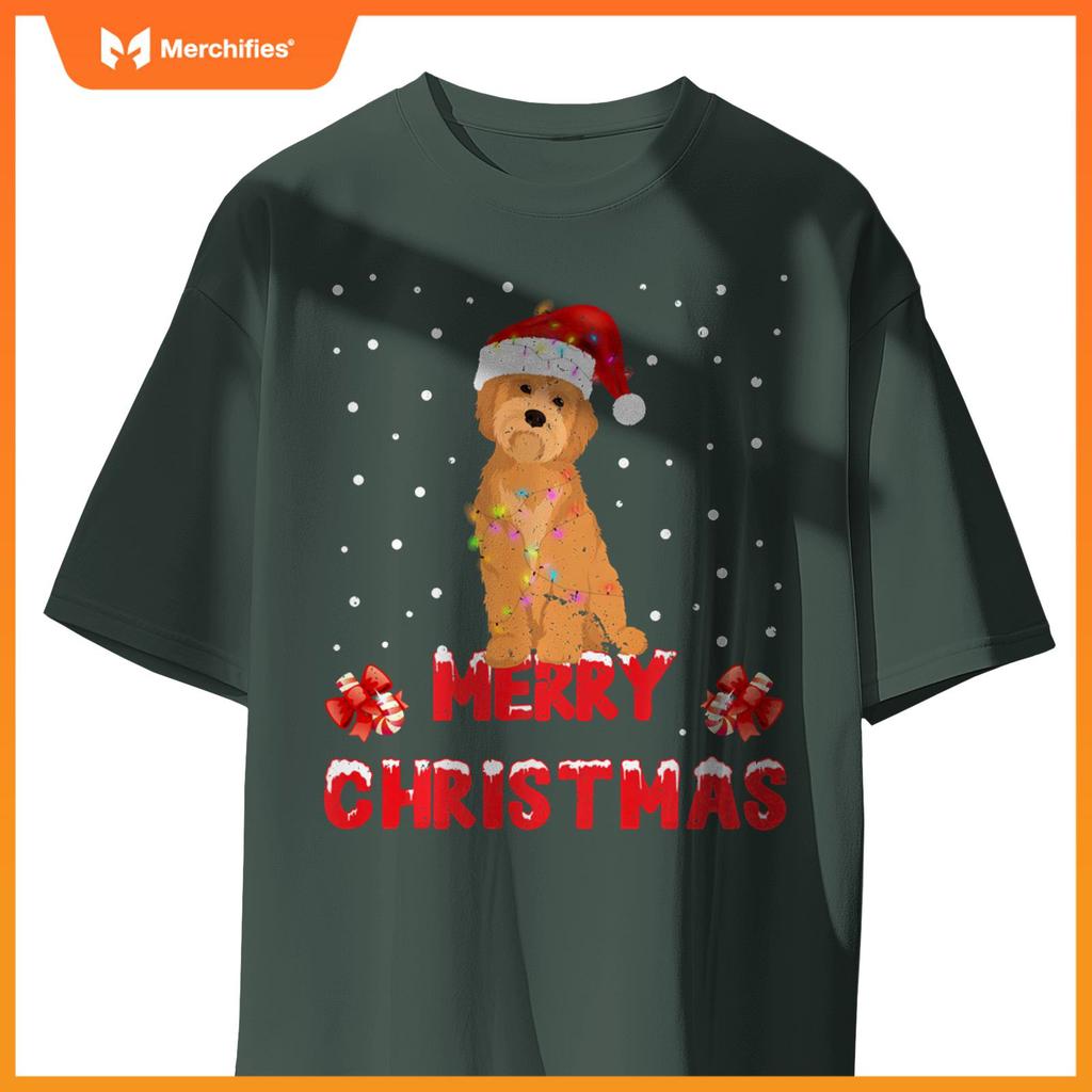 Merry Christmas Havanese Xmas Dog Santa Hat Lights Tree T-Shirt