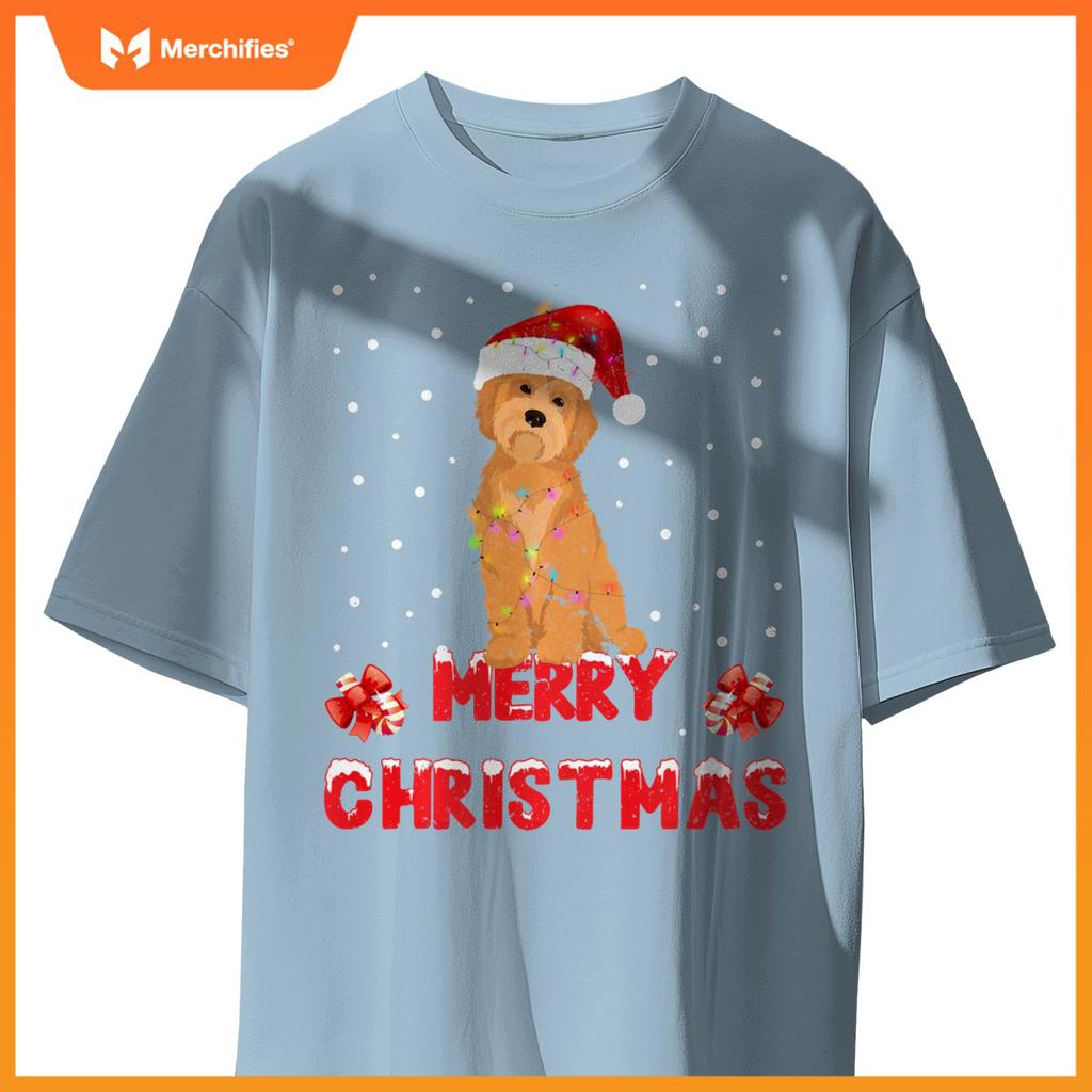 Merry Christmas Havanese Xmas Dog Santa Hat Lights Tree T-Shirt