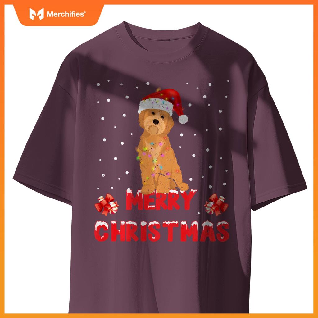Merry Christmas Havanese Xmas Dog Santa Hat Lights Tree T-Shirt
