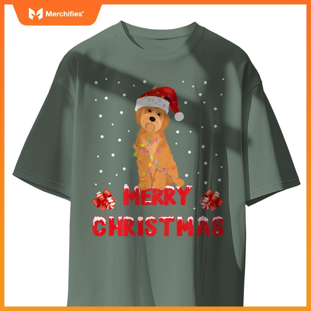 Merry Christmas Havanese Xmas Dog Santa Hat Lights Tree T-Shirt