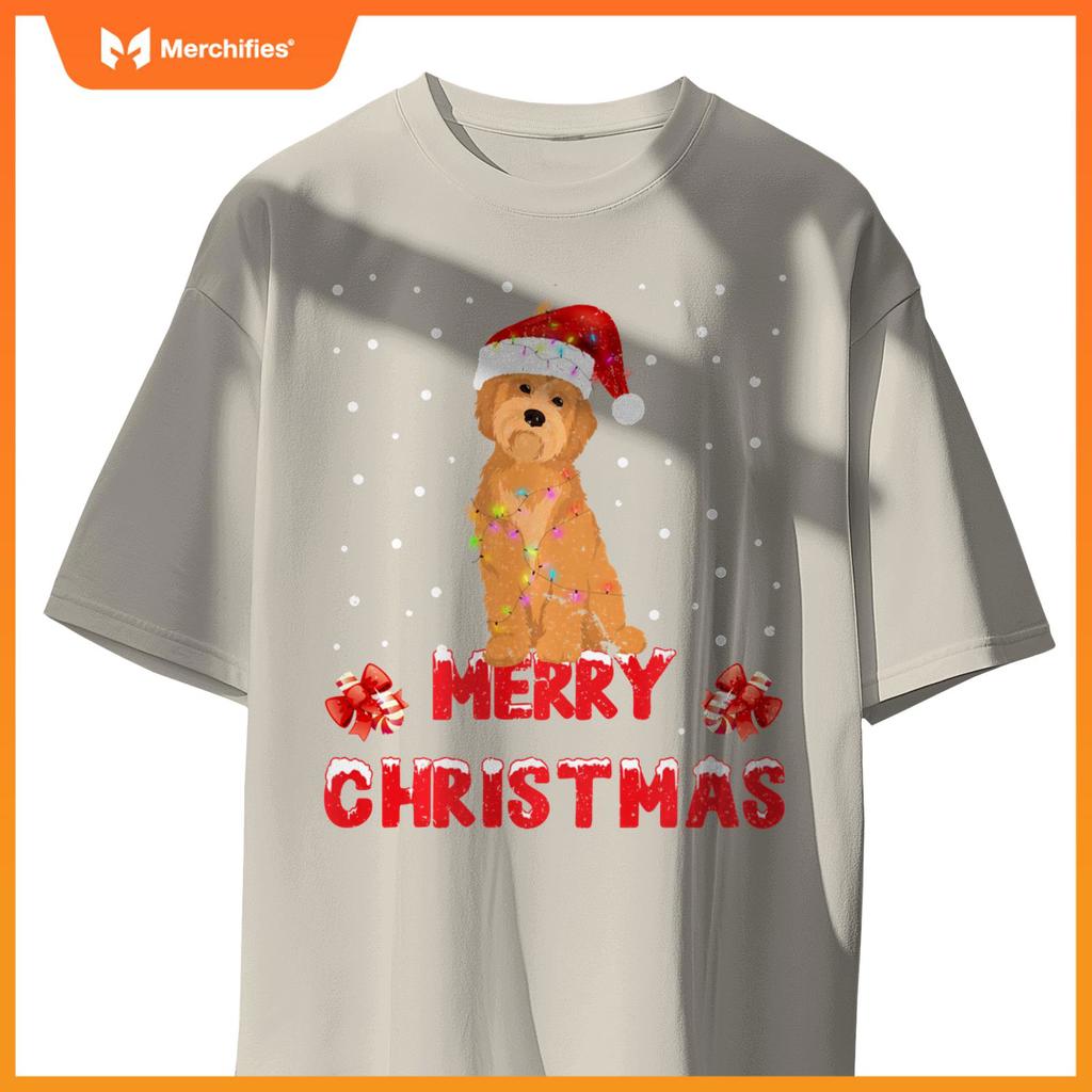 Merry Christmas Havanese Xmas Dog Santa Hat Lights Tree T-Shirt