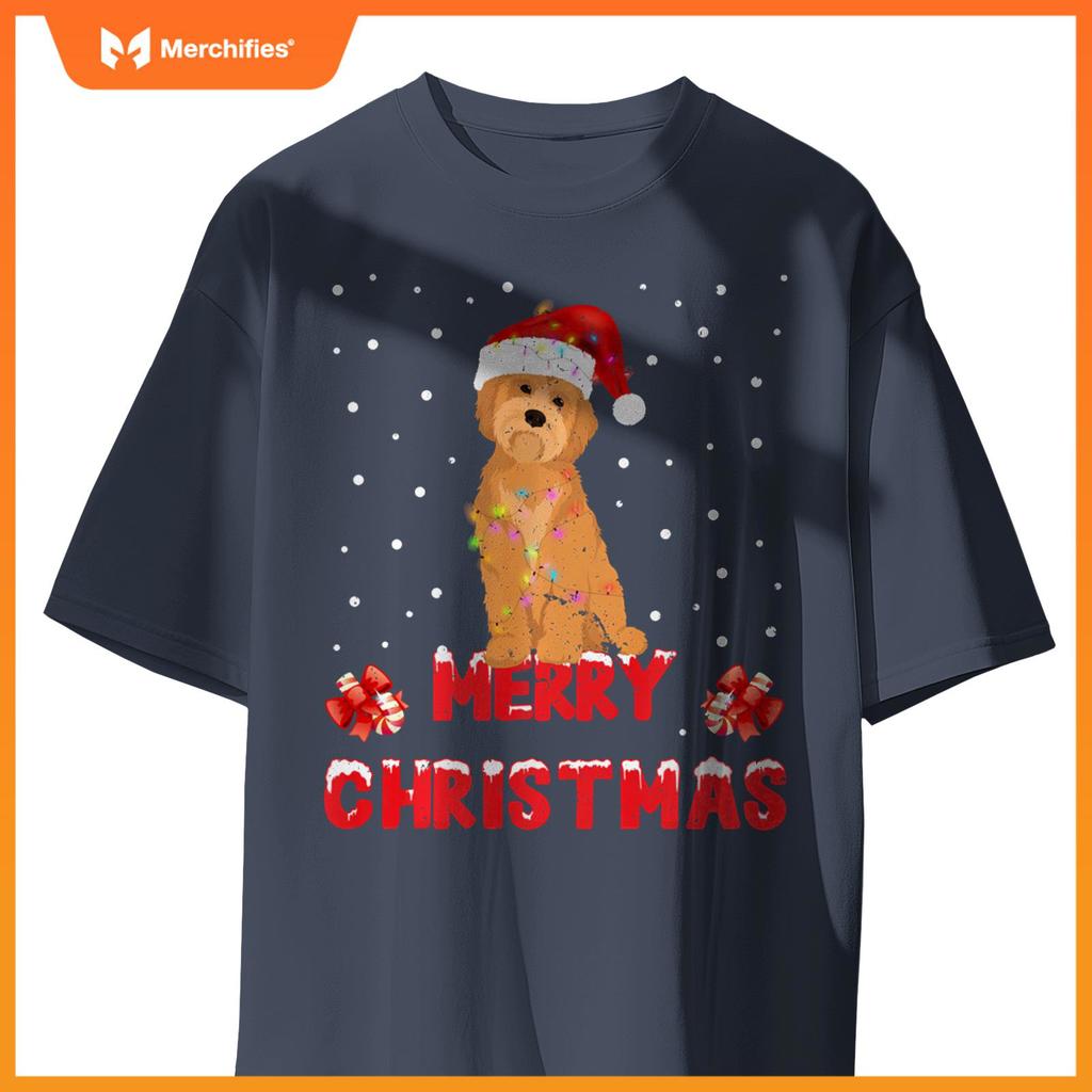 Merry Christmas Havanese Xmas Dog Santa Hat Lights Tree T-Shirt