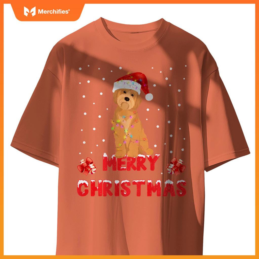 Merry Christmas Havanese Xmas Dog Santa Hat Lights Tree T-Shirt