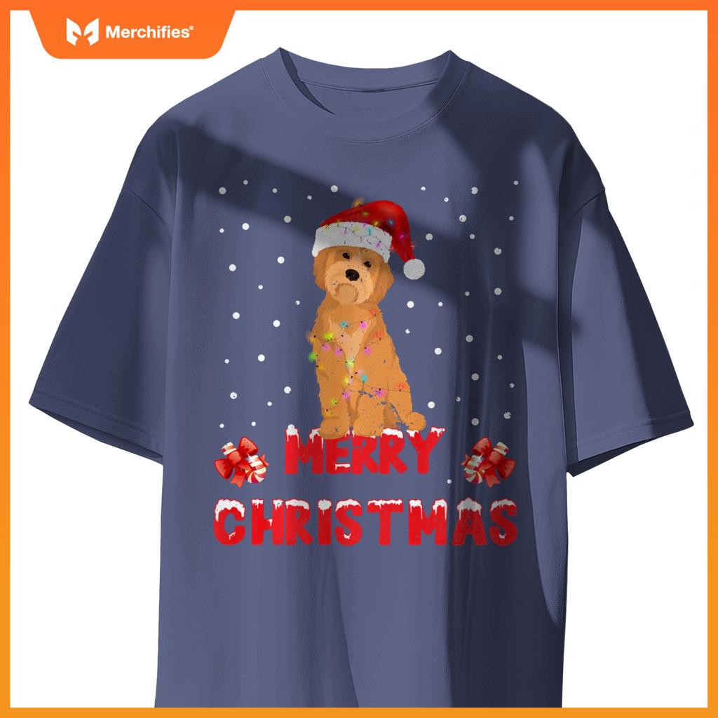 Merry Christmas Havanese Xmas Dog Santa Hat Lights Tree T-Shirt