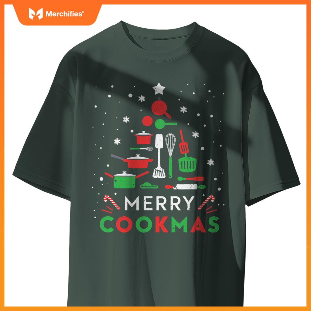 Merry Cookmas Funny Xmas Chef Cooking Christmas Tree T-Shirt