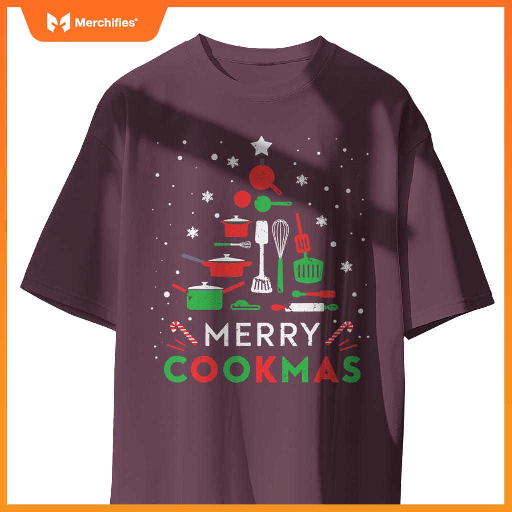 Merry Cookmas Funny Xmas Chef Cooking Christmas Tree T-Shirt
