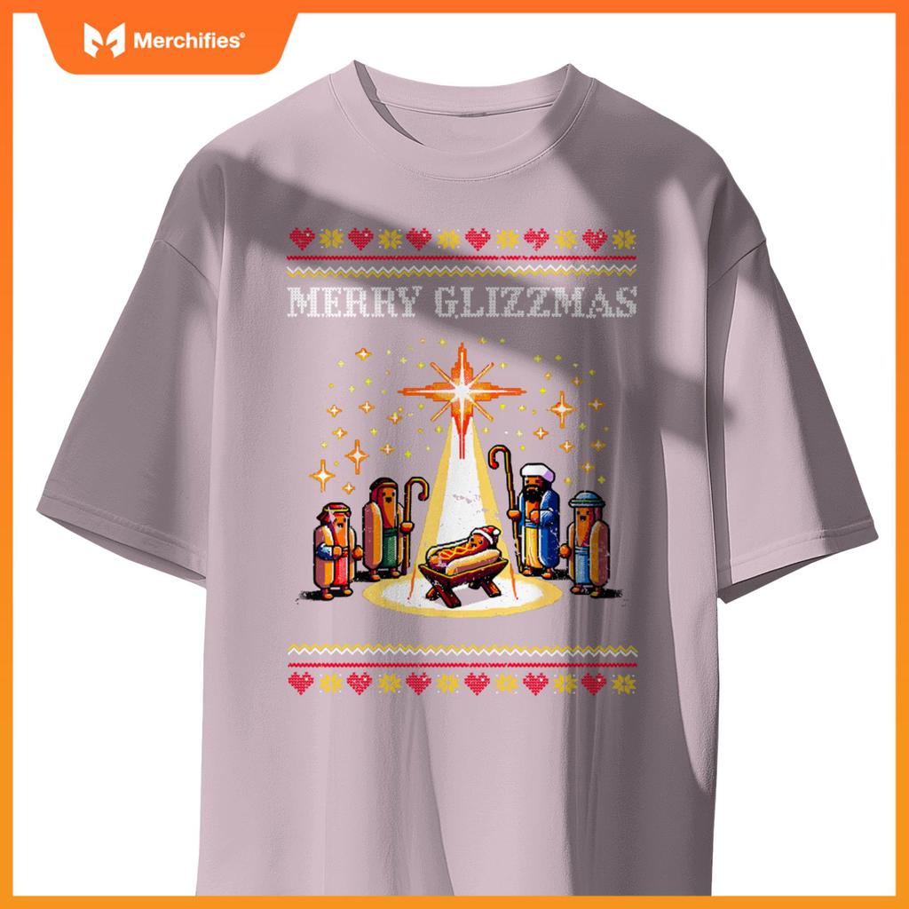 Merry Glizzmas Tacky Funny Merry Christmas Hot Dogs Xmas T-Shirt 