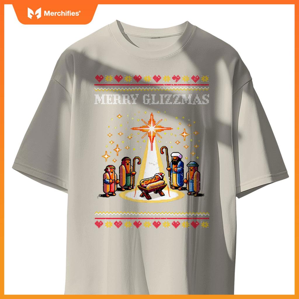 Merry Glizzmas Tacky Funny Merry Christmas Hot Dogs Xmas T-Shirt 