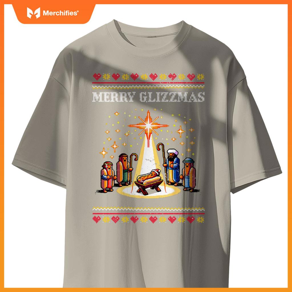 Merry Glizzmas Tacky Funny Merry Christmas Hot Dogs Xmas T-Shirt 