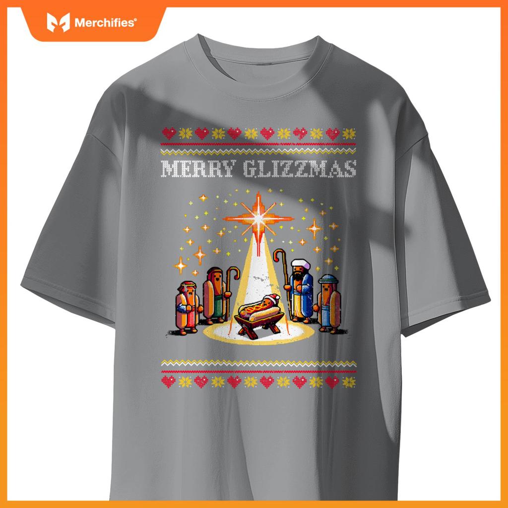 Merry Glizzmas Tacky Funny Merry Christmas Hot Dogs Xmas T-Shirt 