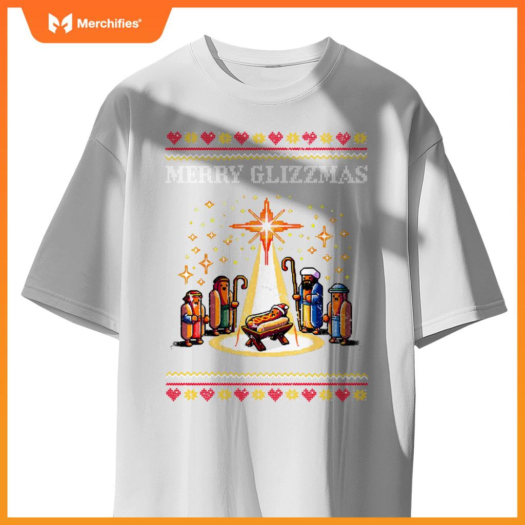 Merry Glizzmas Tacky Funny Merry Christmas Hot Dogs Xmas T-Shirt 