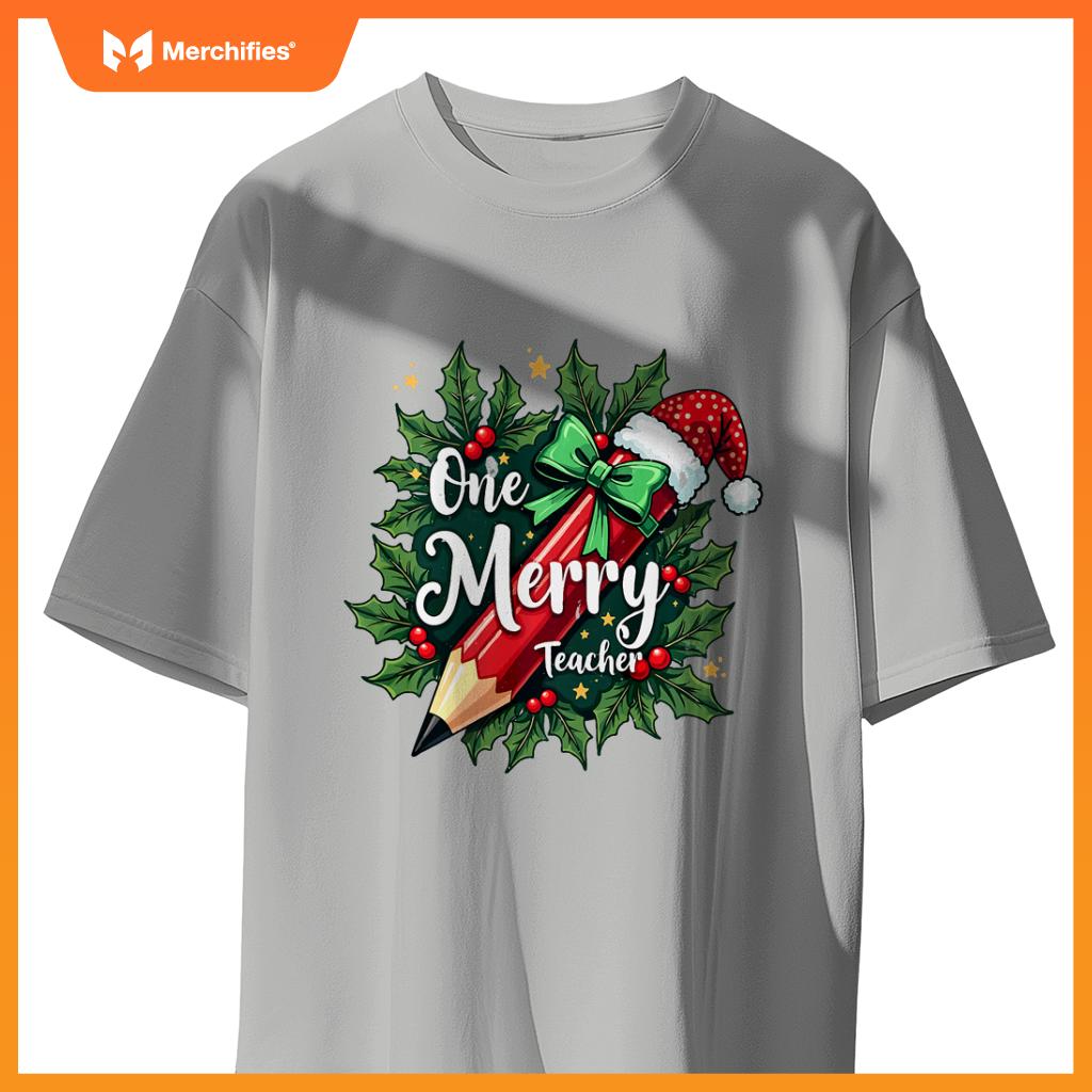 Merry Teacher Christmas Pencil Holly