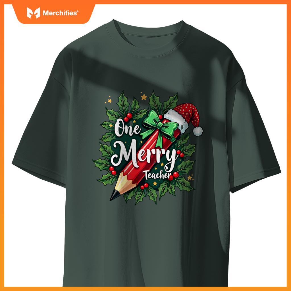 Merry Teacher Christmas Pencil Holly