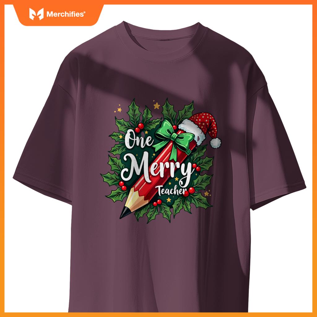 Merry Teacher Christmas Pencil Holly