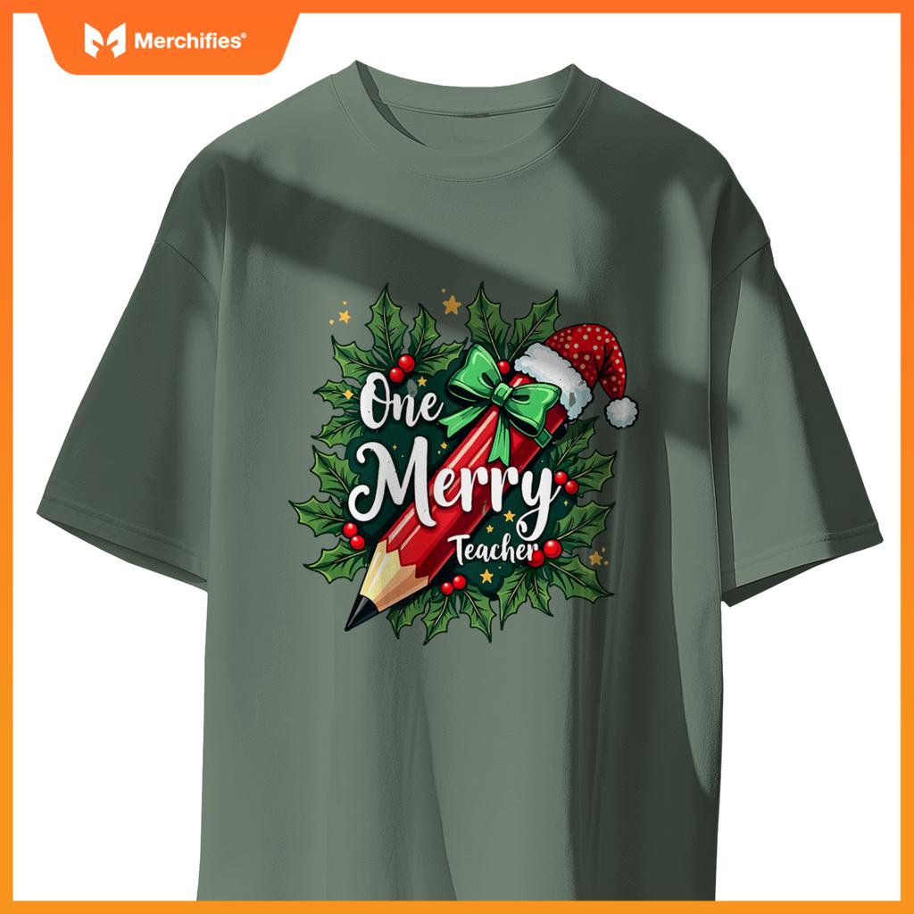 Merry Teacher Christmas Pencil Holly