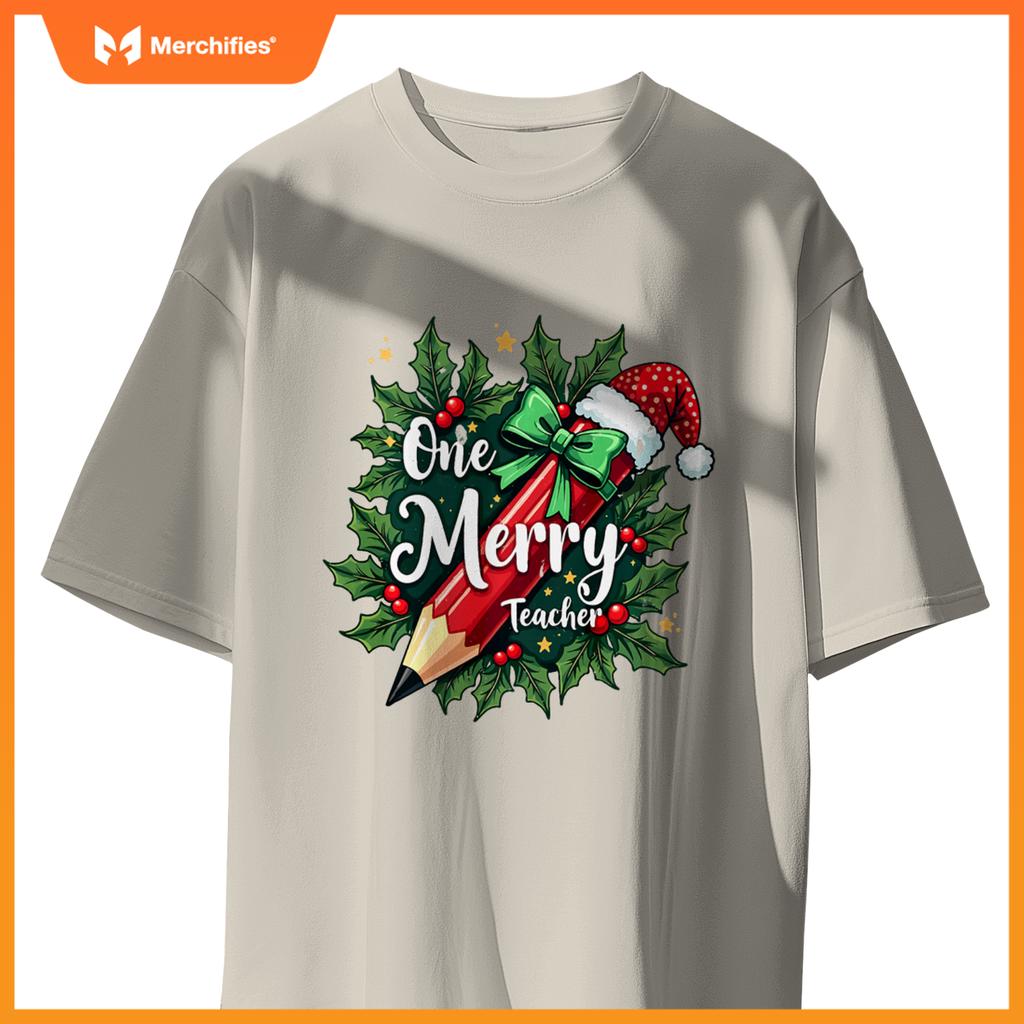 Merry Teacher Christmas Pencil Holly