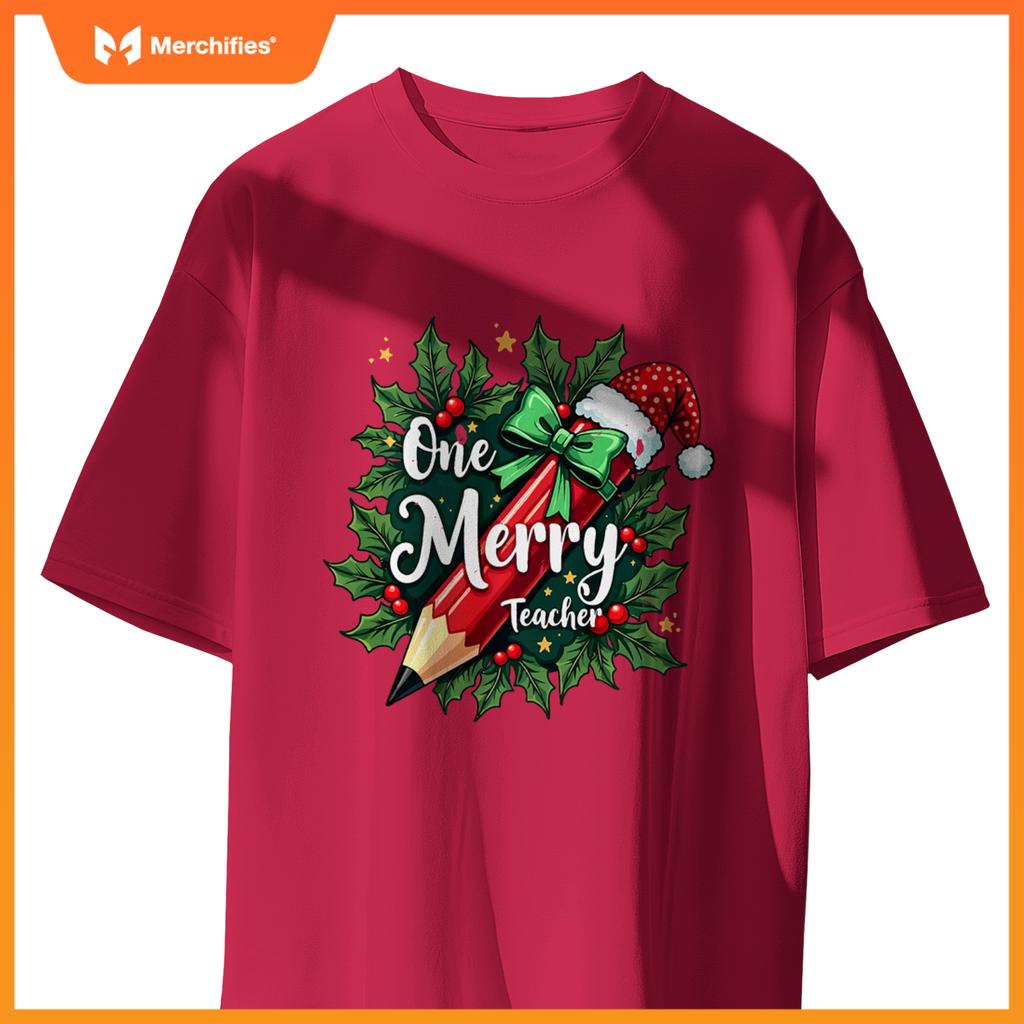 Merry Teacher Christmas Pencil Holly