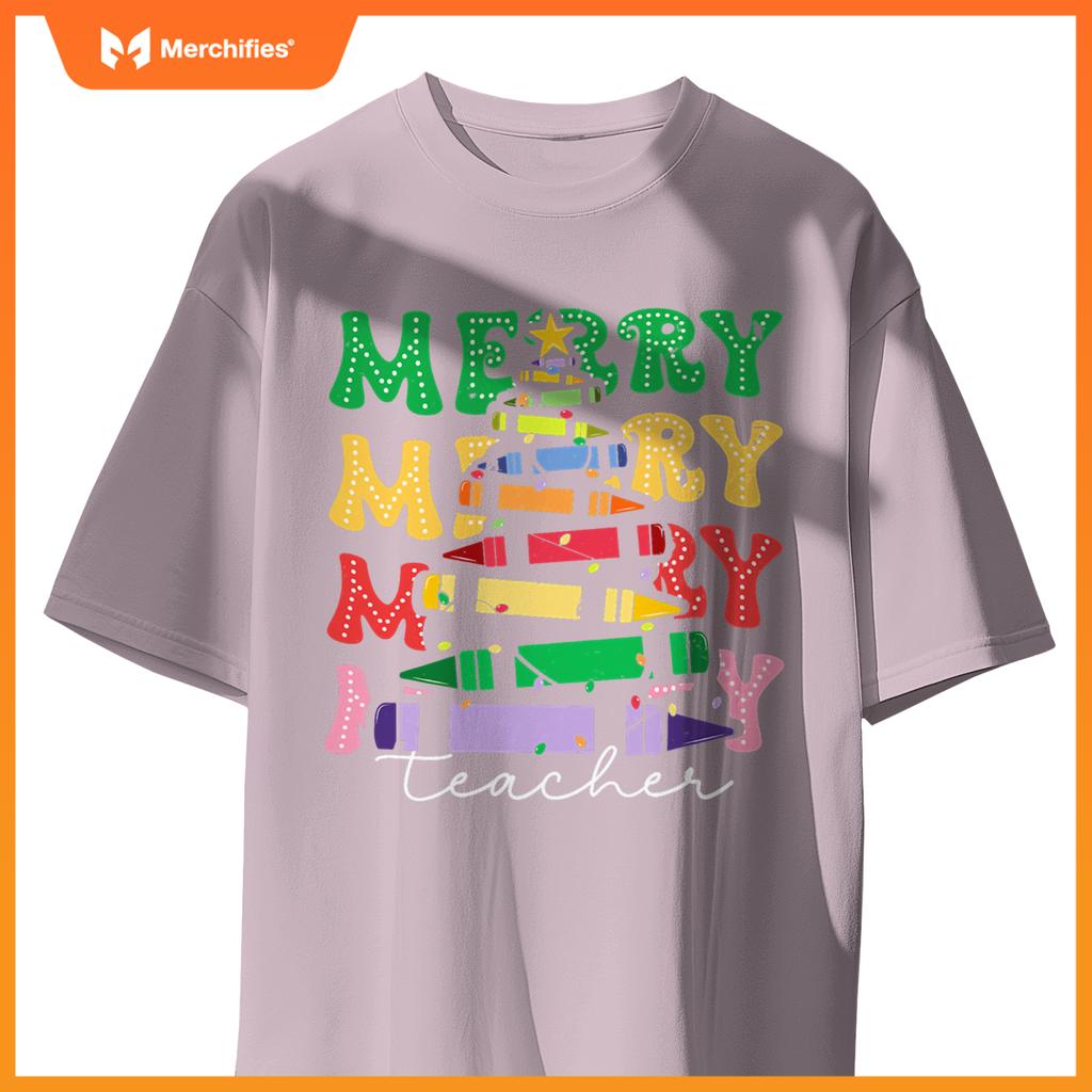 Merry Teacher Christmas Pencil Tree Xmas 2024