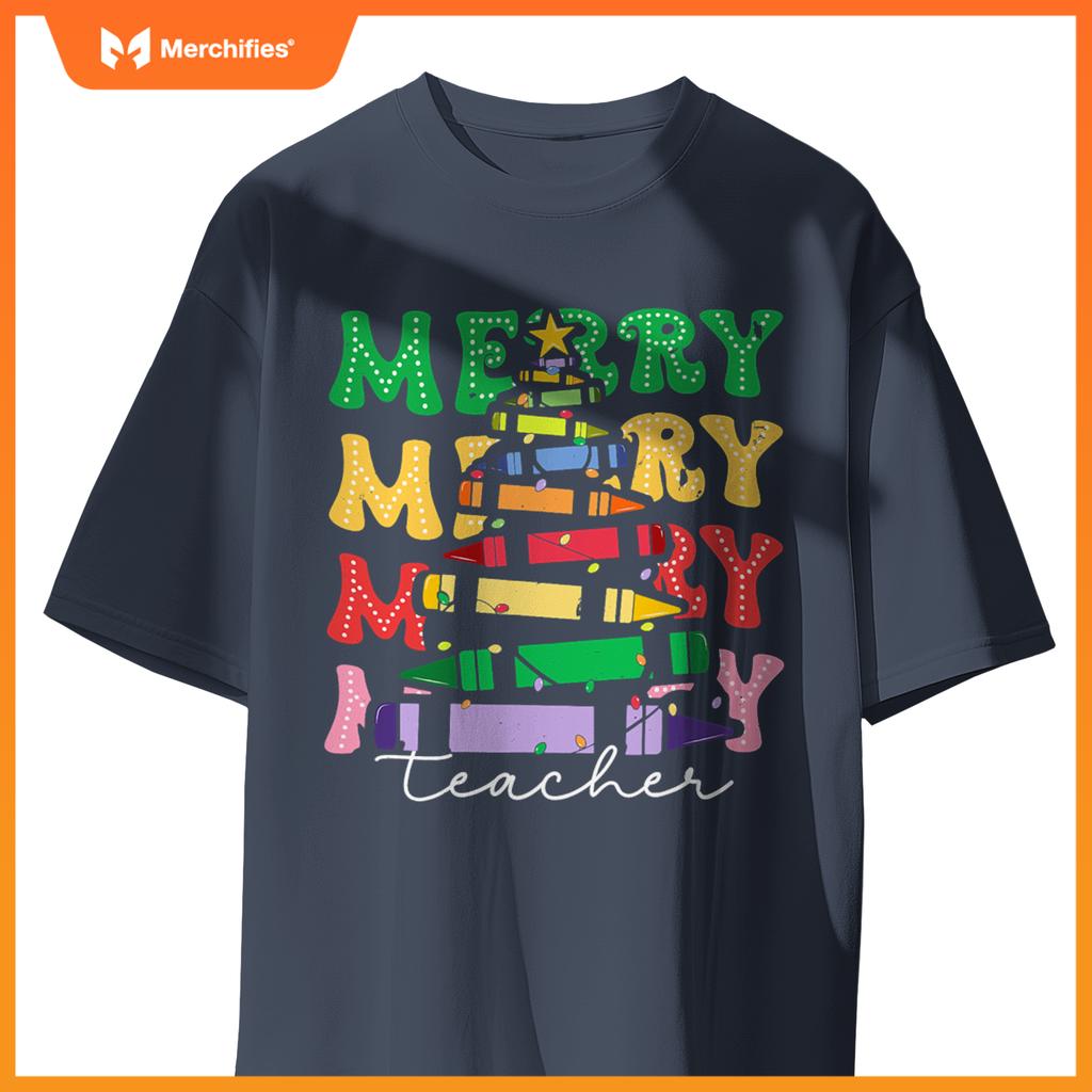 Merry Teacher Christmas Pencil Tree Xmas 2024