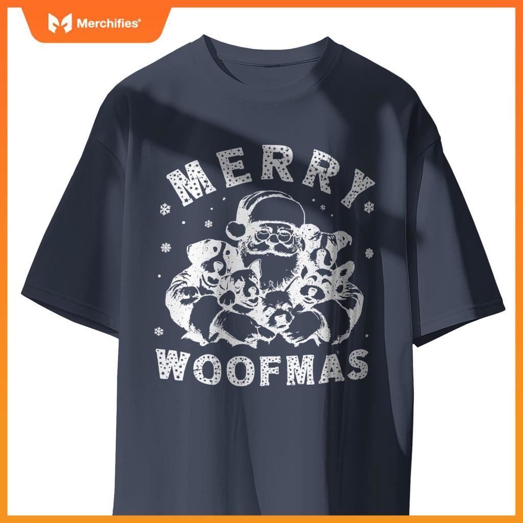 Merry Woofmas Funny Dogs Christmas Dog Mom Xmas Dog Lover T-Shirt