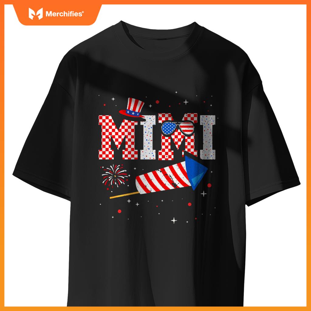 Mimi Sunglasses USA Flag Fireworks Patriotic 4th Of July T-Shirt