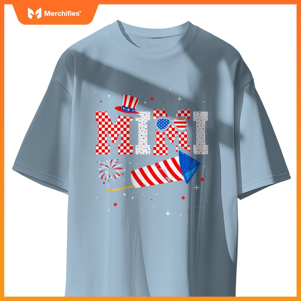 Mimi Sunglasses USA Flag Fireworks Patriotic 4th Of July T-Shirt