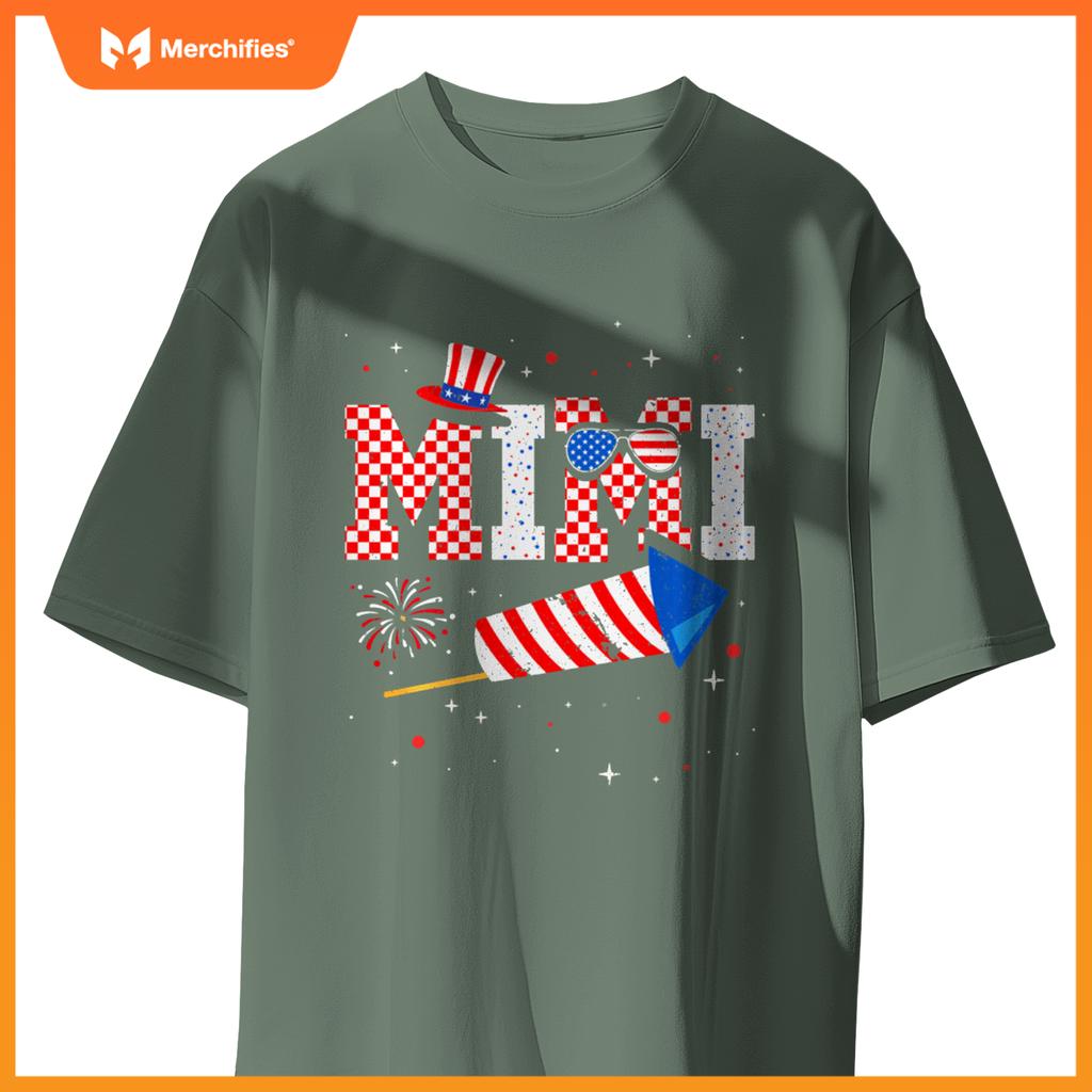 Mimi Sunglasses USA Flag Fireworks Patriotic 4th Of July T-Shirt