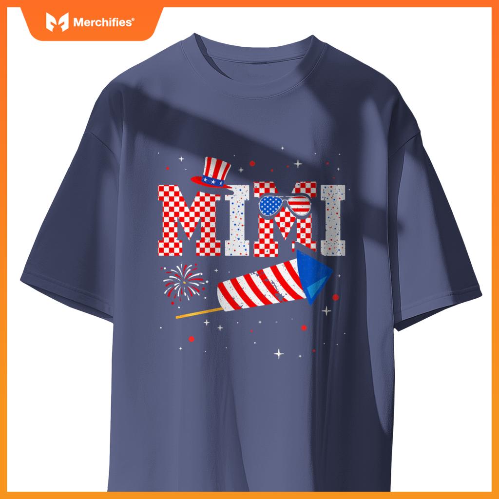 Mimi Sunglasses USA Flag Fireworks Patriotic 4th Of July T-Shirt