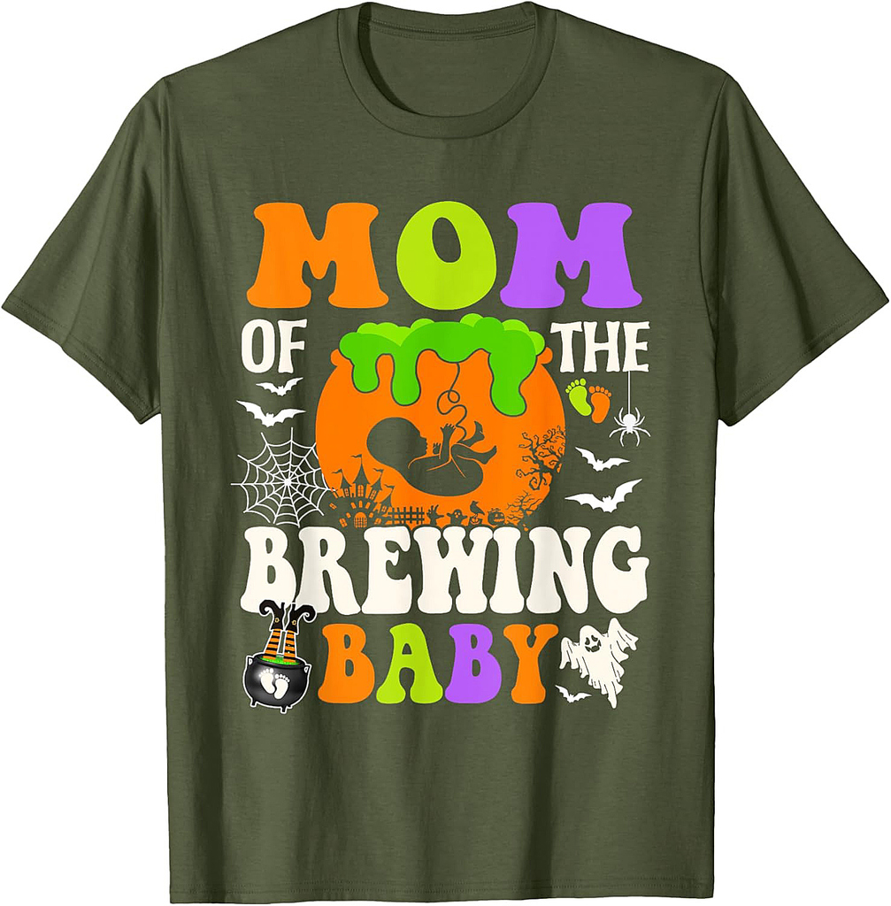Mom Of The Brewing Baby Halloween Pregnancy Baby Shower T-Shirt