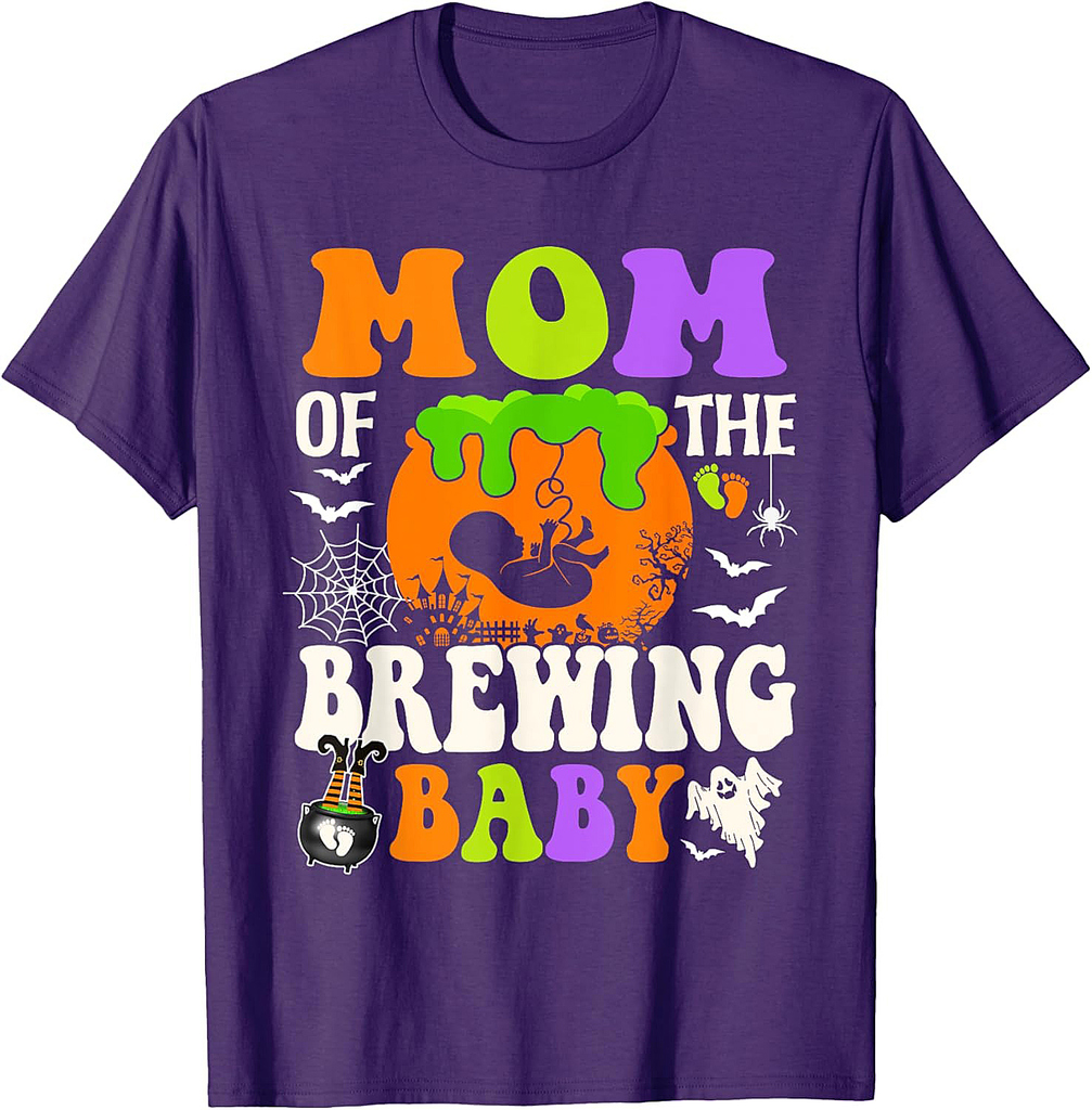Mom Of The Brewing Baby Halloween Pregnancy Baby Shower T-Shirt