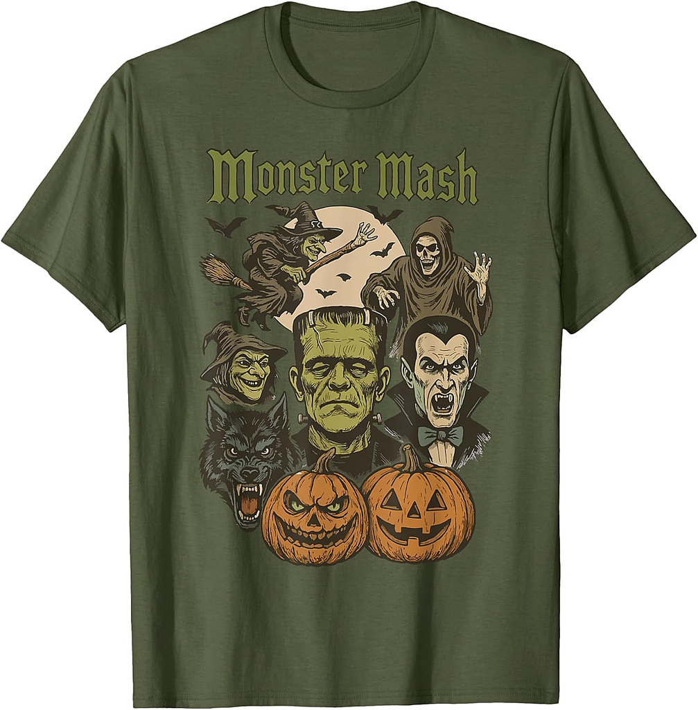 Monster Mash Retro Halloween Funny Monster Spooky Womens Men T-Shirt