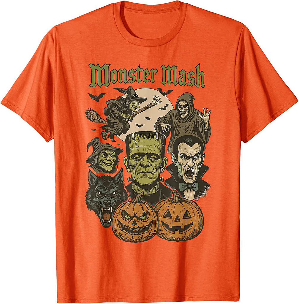 Monster Mash Retro Halloween Funny Monster Spooky Womens Men T-Shirt