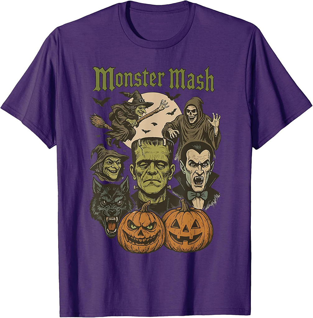 Monster Mash Retro Halloween Funny Monster Spooky Womens Men T-Shirt