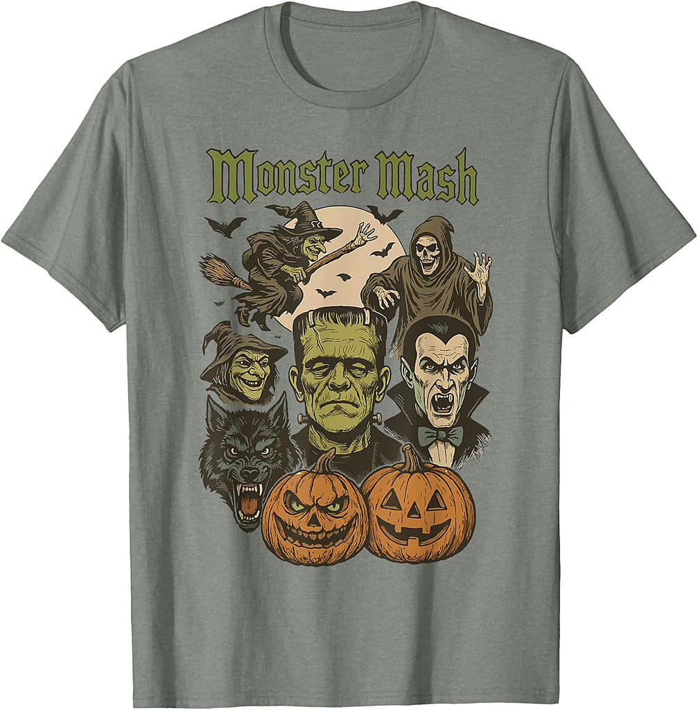 Monster Mash Retro Halloween Funny Monster Spooky Womens Men T-Shirt