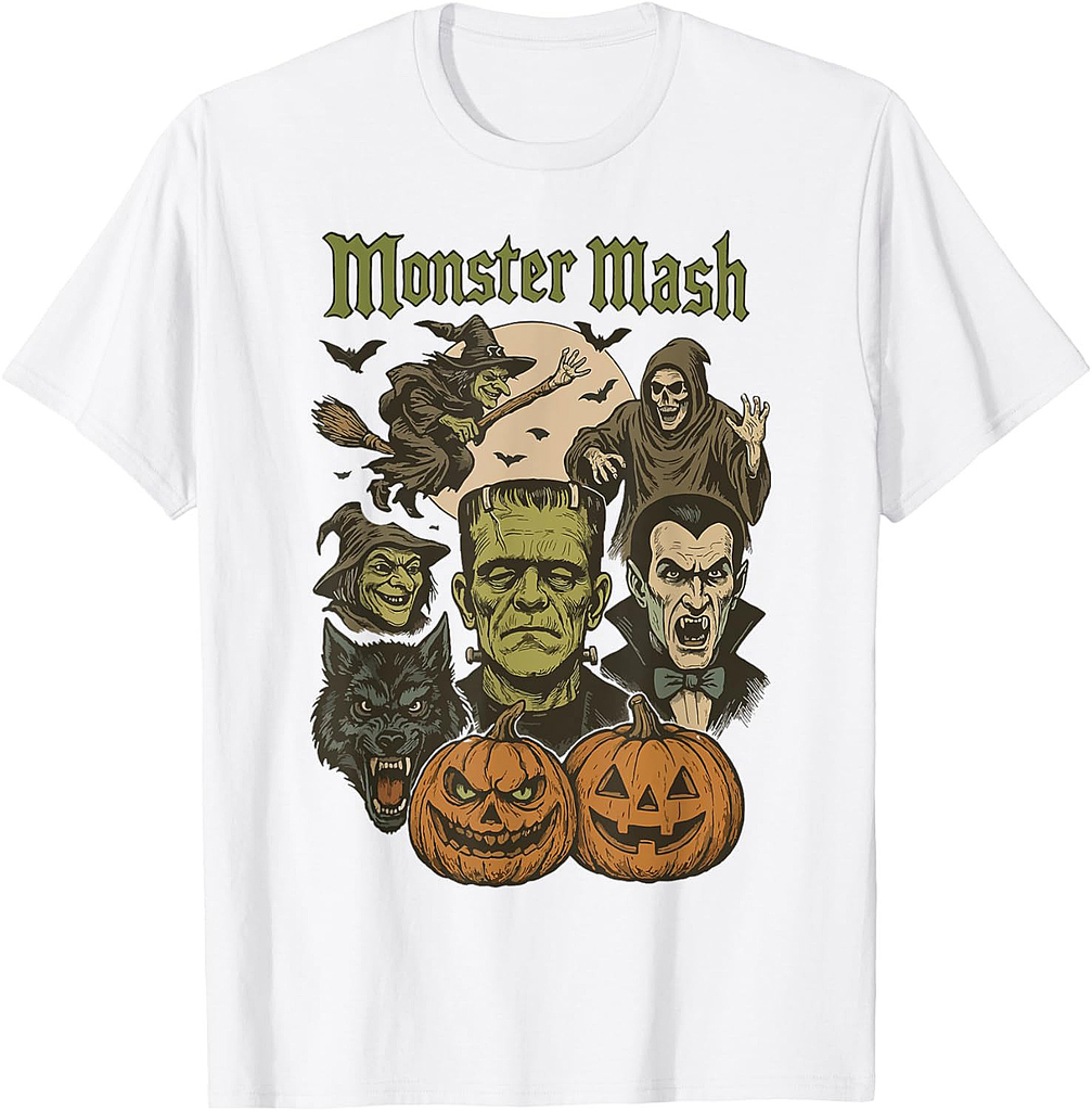 Monster Mash Retro Halloween Funny Monster Spooky Womens Men T-Shirt